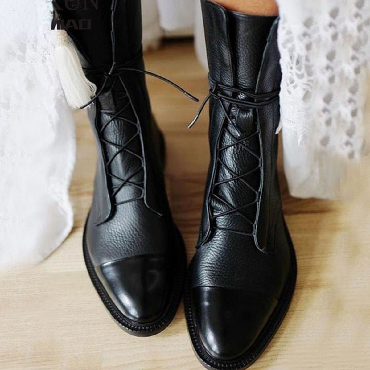 Women's Ankle Boots Lace-Up Cap Toe Stylish Everyday Footwear