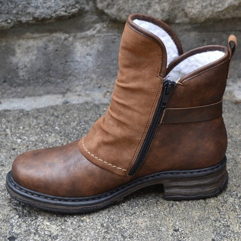 Women's Ankle Boots Buckle Strap Fleece Lining Casual Stylish Everyday
