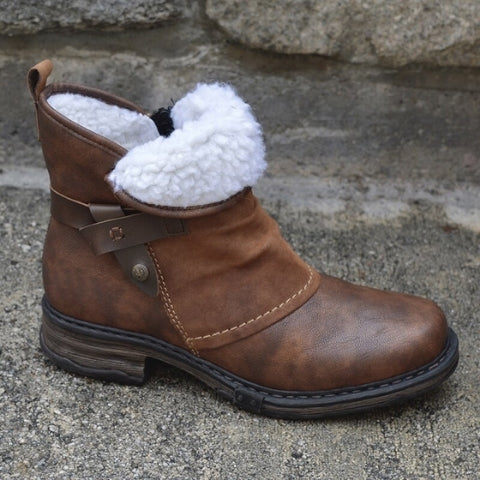 Women's Ankle Boots Buckle Strap Fleece Lining Casual Stylish Everyday