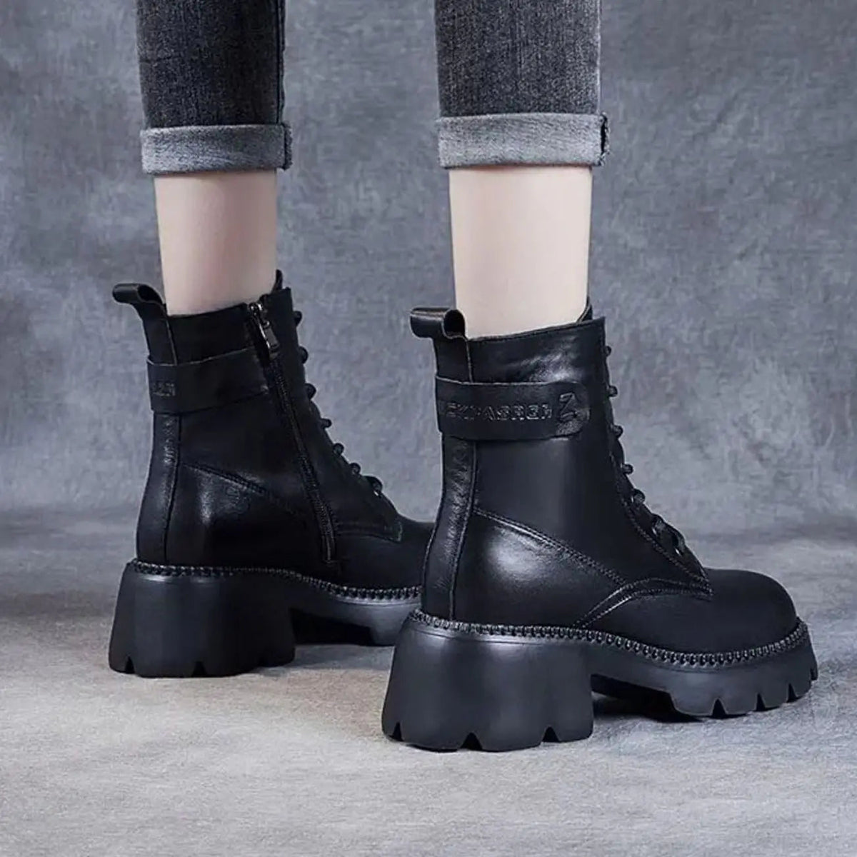 Women's Chunky Ankle Boots Lace-Up Side Zip Stylish Everyday Footwear