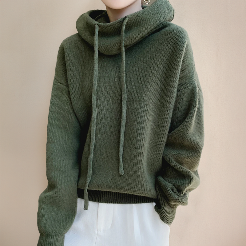 Women's Oversized Knit Hoodie Sweater Drawstring Hooded Casual Everyday
