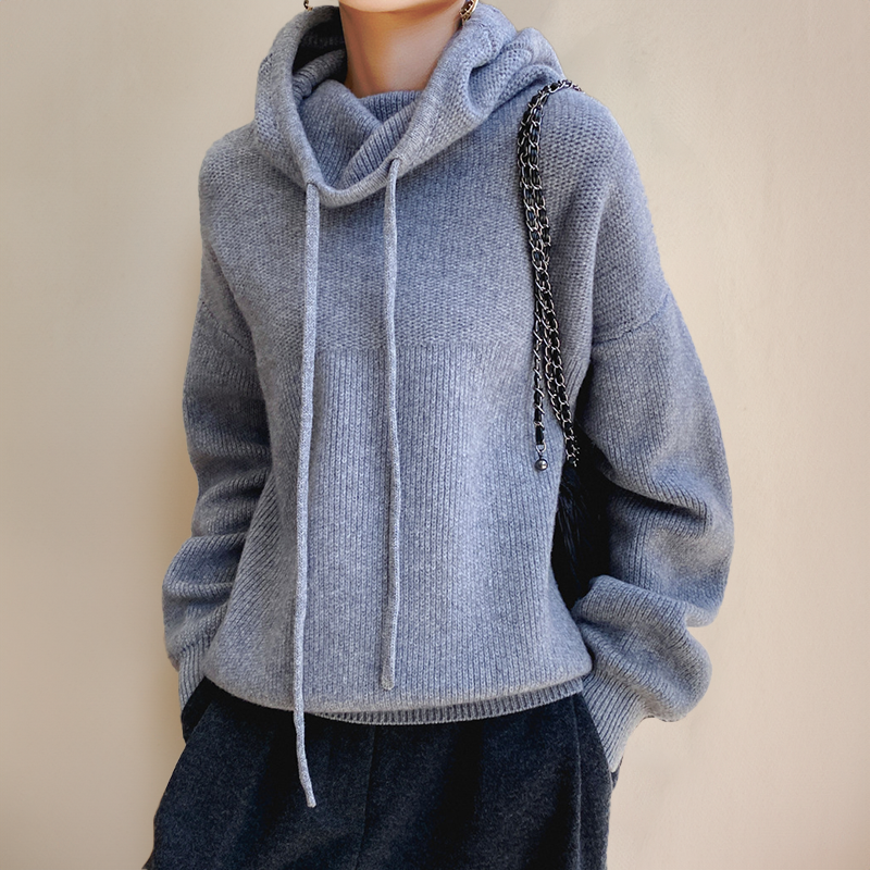 Women's Oversized Knit Hoodie Sweater Drawstring Hooded Casual Everyday