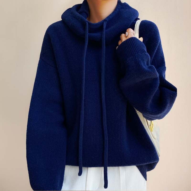 Women's Oversized Knit Hoodie Sweater Drawstring Hooded Casual Everyday