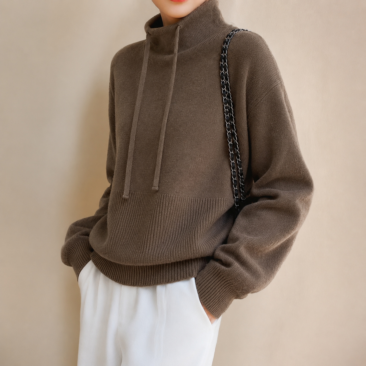 Women's Oversized Knit Hoodie Sweater Drawstring Hooded Casual Everyday