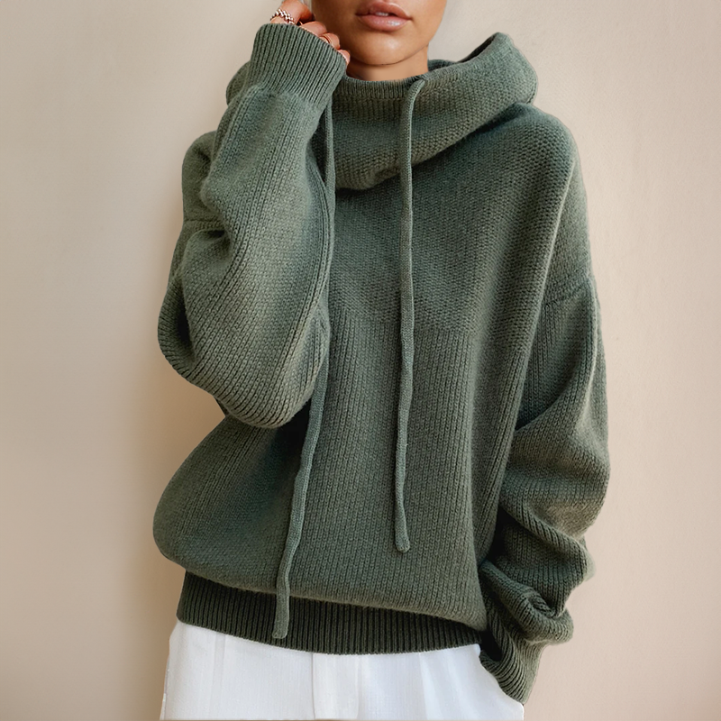 Women's Oversized Knit Hoodie Sweater Drawstring Hooded Casual Everyday