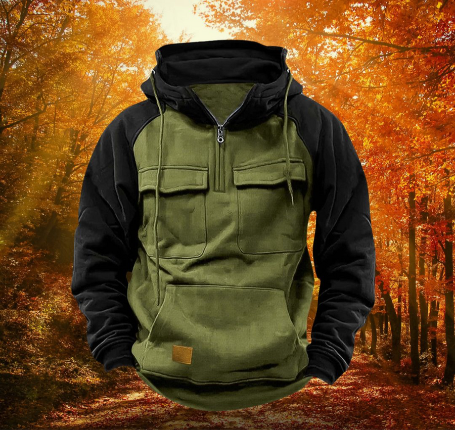 Men's Practical Winter Hoodie Adjustable Fit Zip Front Casual Outdoor