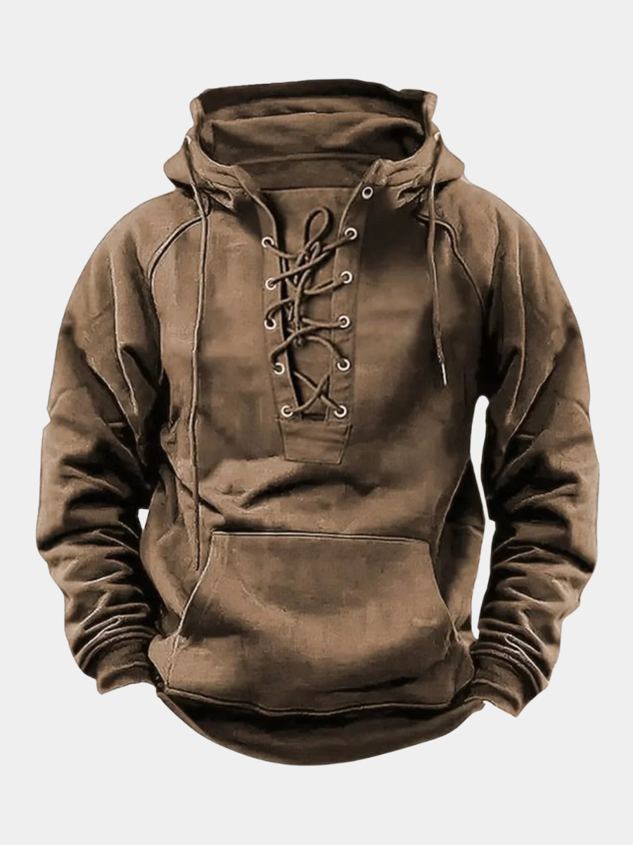 Men's Retro Outdoor Hoodie Relaxed Fit Long Sleeve Pullover Casual Adventure