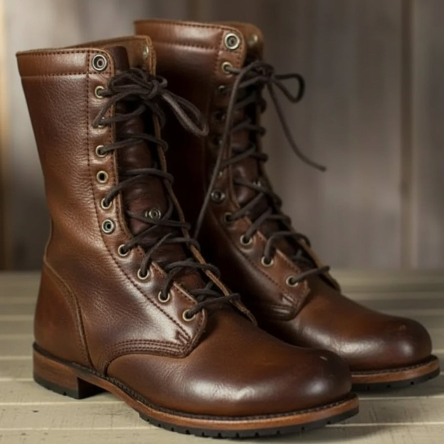 Women's Combat Boots Lace-Up Fold-Down Cuff Stylish Everyday Footwear