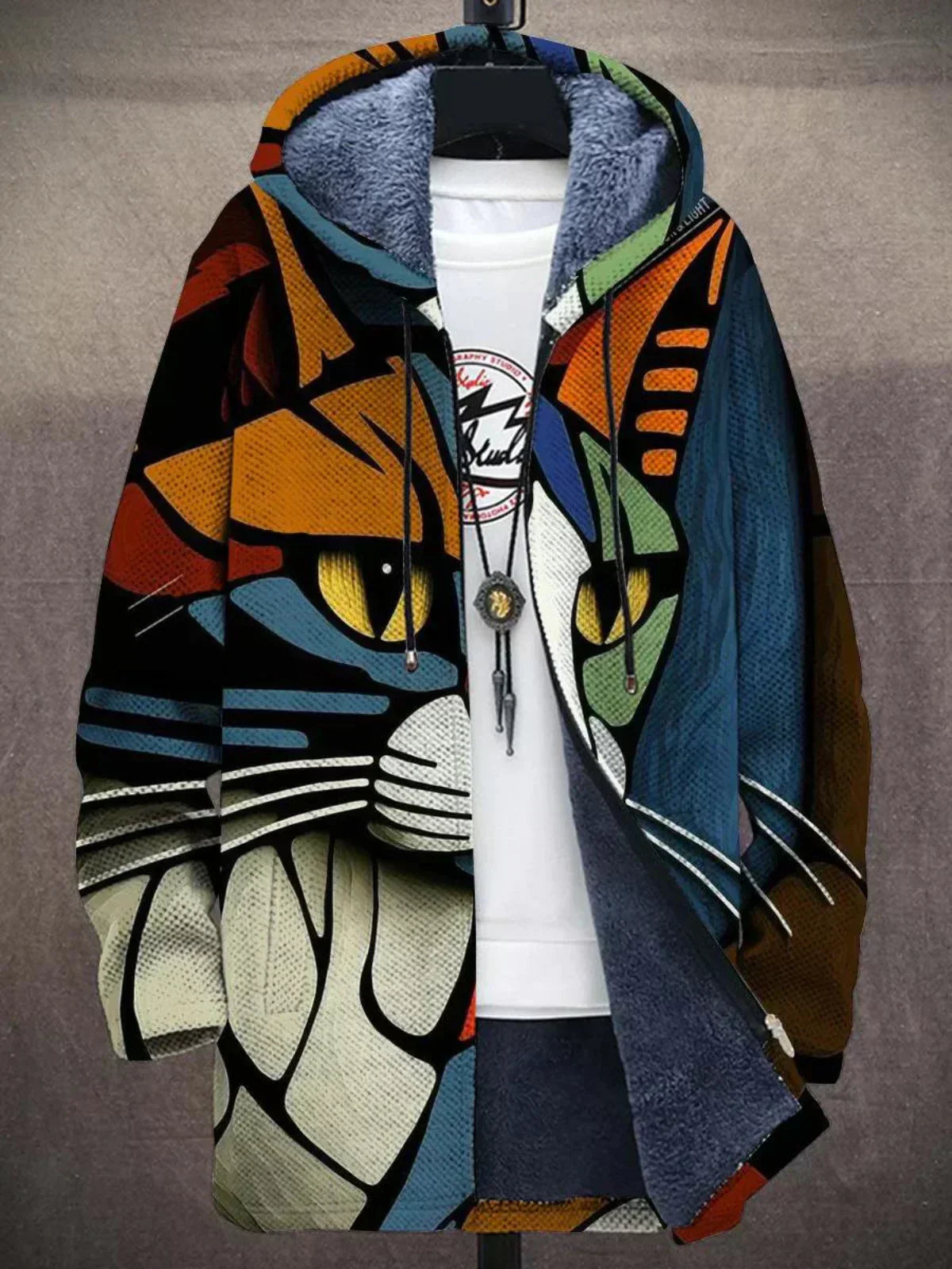 Men's Patterned Cardigan Open Front Long Sleeve Relaxed Fit Layering