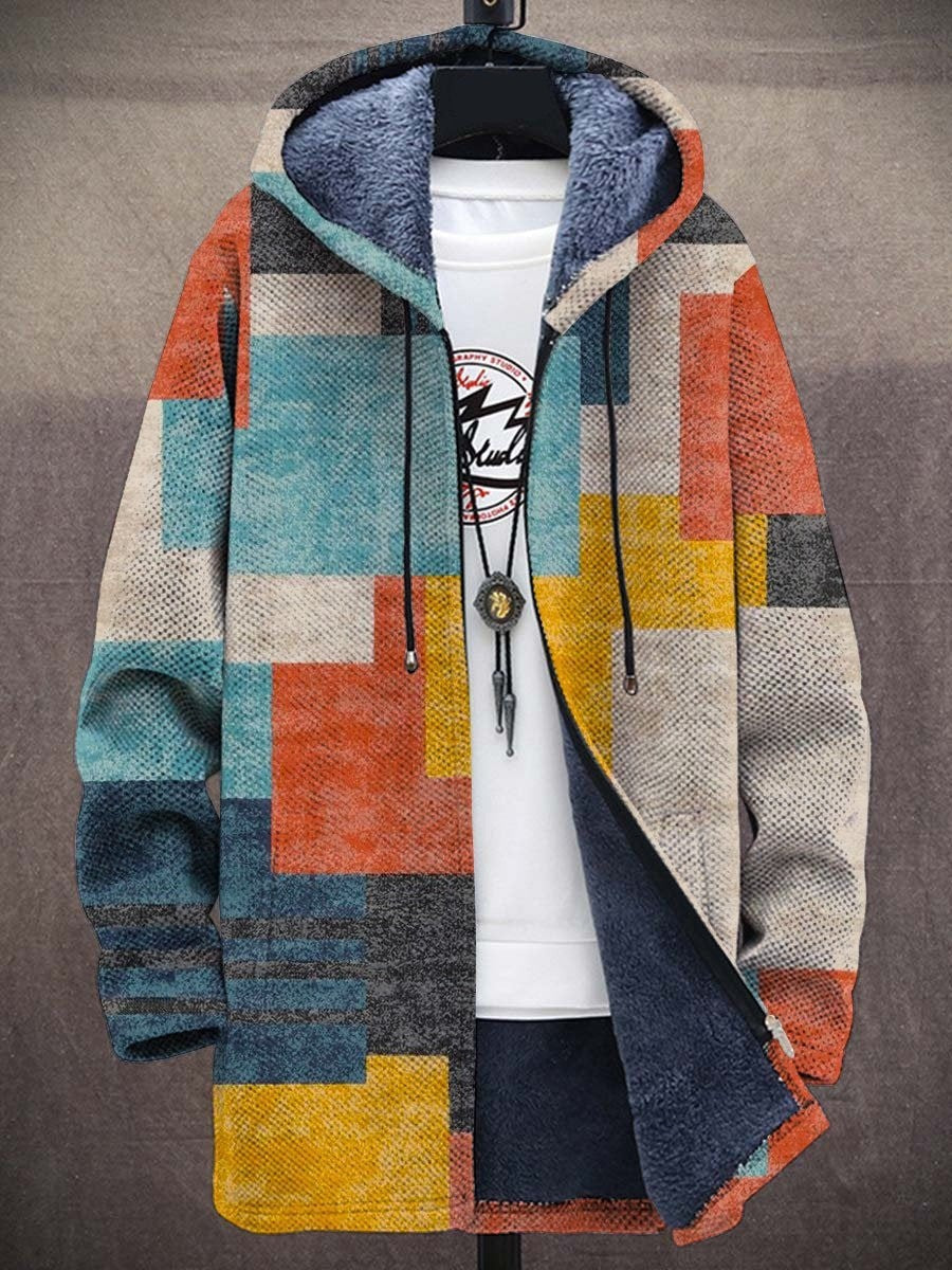 Men's Patterned Cardigan Open Front Long Sleeve Relaxed Fit Layering