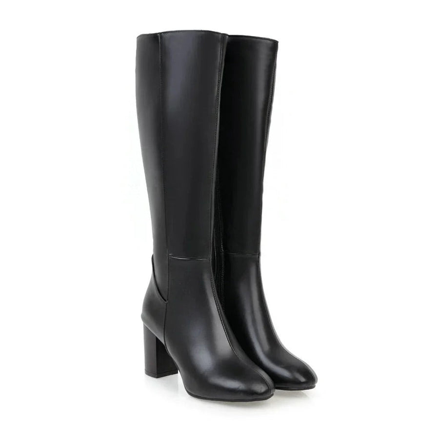 Women's Heeled Knee High Boots Side Zip Stylish Fashion Forward Everyday
