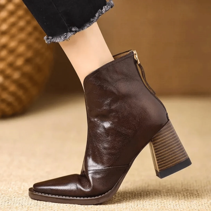 Women's Heeled Ankle Boots Block Heel V-Cut Front Stylish Everyday Wear