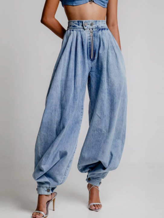 Women's High Waist Balloon Jeans Relaxed Fit Stylish Casual Everyday