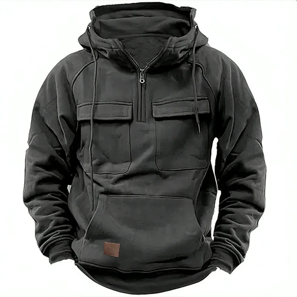 Men's Practical Winter Hoodie Adjustable Fit Zip Front Casual Outdoor