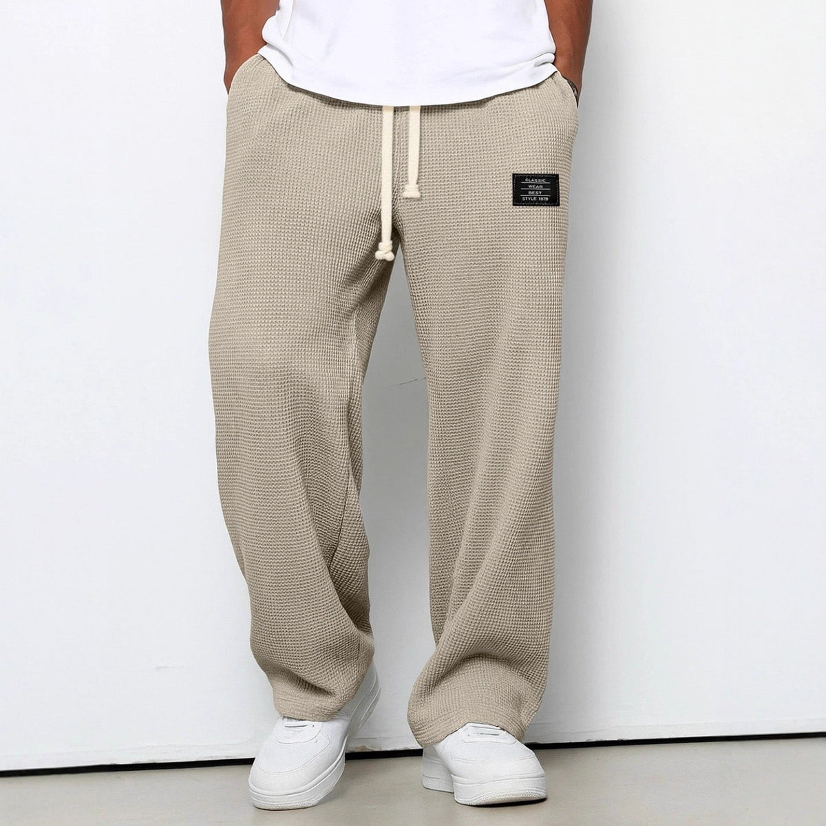 Men's Knit Pants Relaxed Fit Elastic Waist Casual Everyday Wear