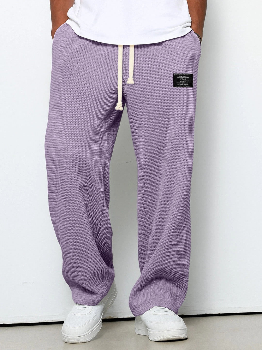 Men's Knit Pants Relaxed Fit Elastic Waist Casual Everyday Wear