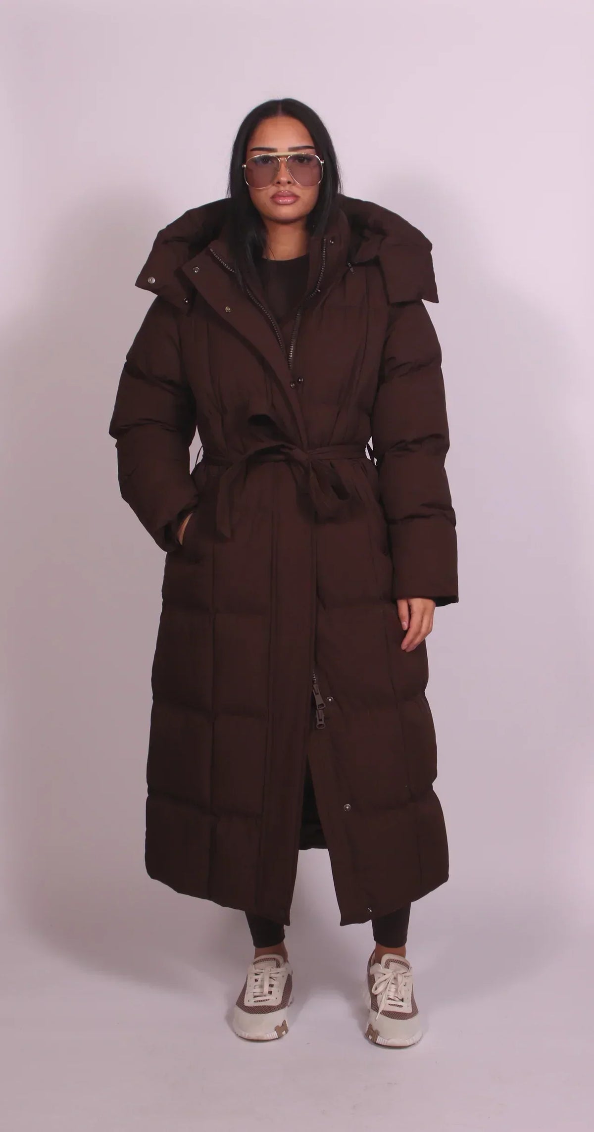 Women's Insulated Long Coat Waist-Defined Style Warm Layering Outerwear