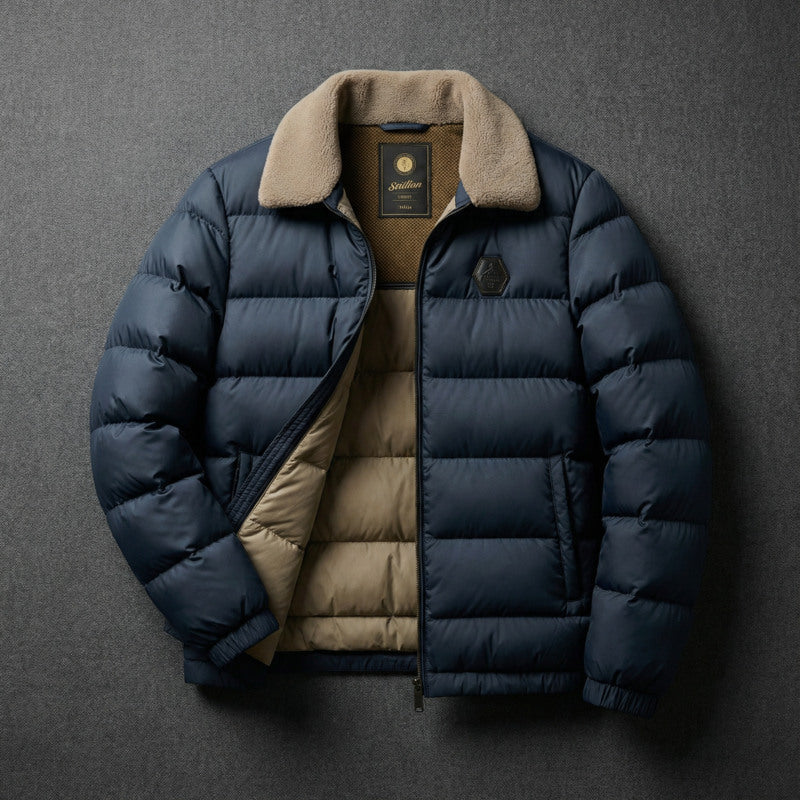 Men's Insulated Down Jacket Full-Zip Hooded Outdoor Casual