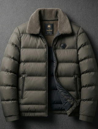 Men's Insulated Down Jacket Full-Zip Hooded Outdoor Casual
