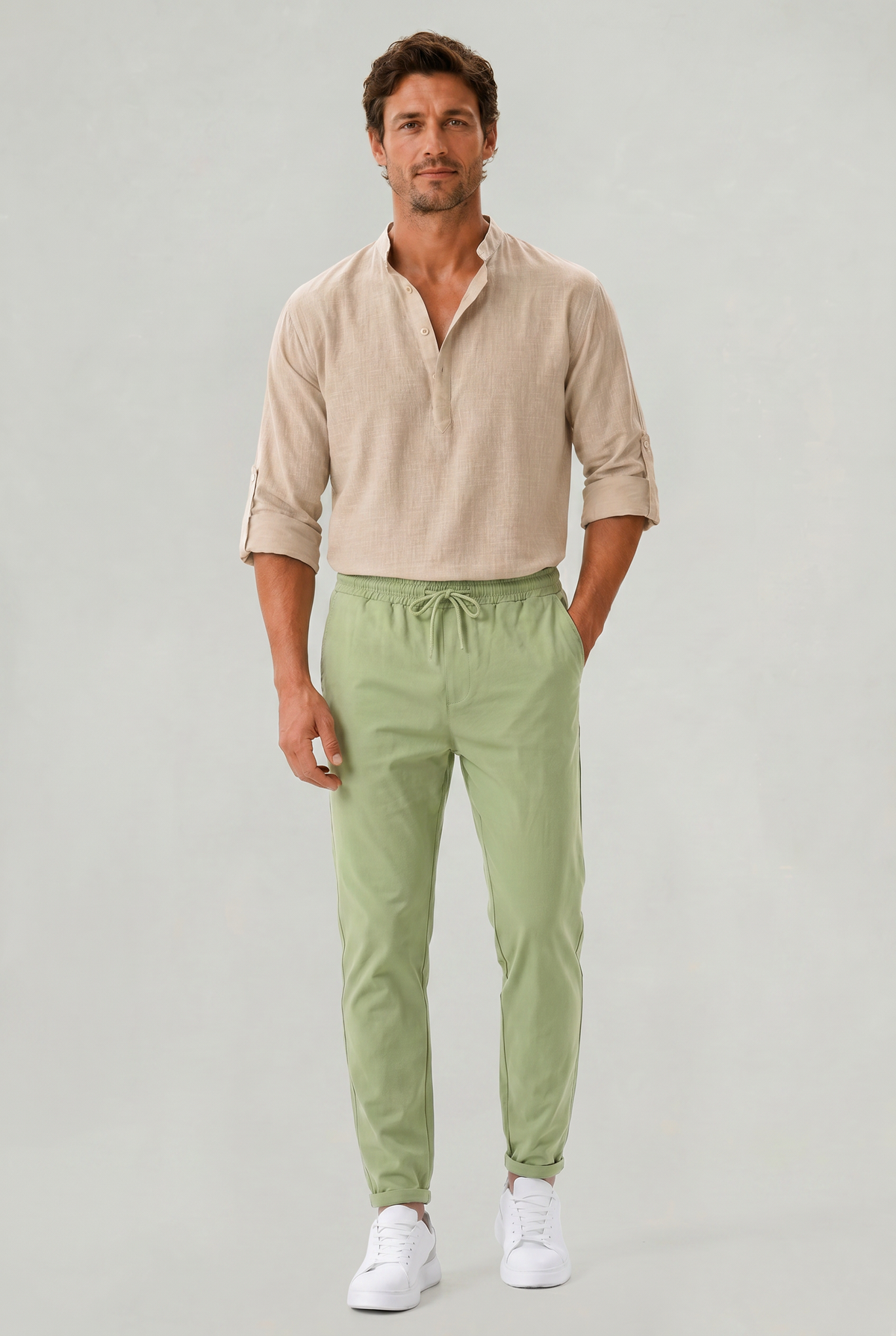 Men's Stretch Fit Casual Pants Elastic Waist Everyday Versatile Wear
