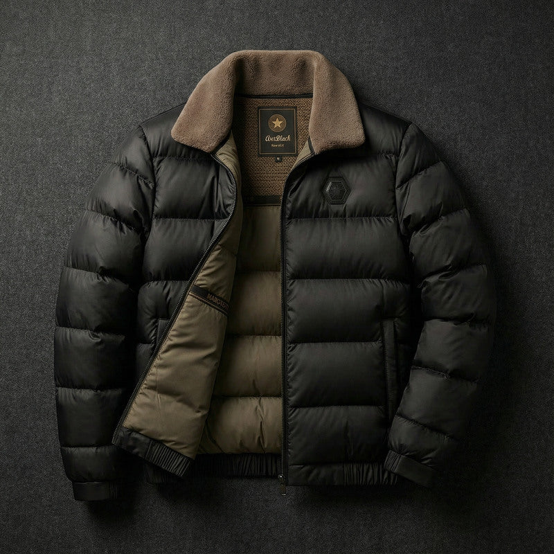 Men's Insulated Down Jacket Full-Zip Hooded Outdoor Casual