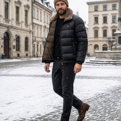 Men's Insulated Down Jacket Full-Zip Hooded Outdoor Casual