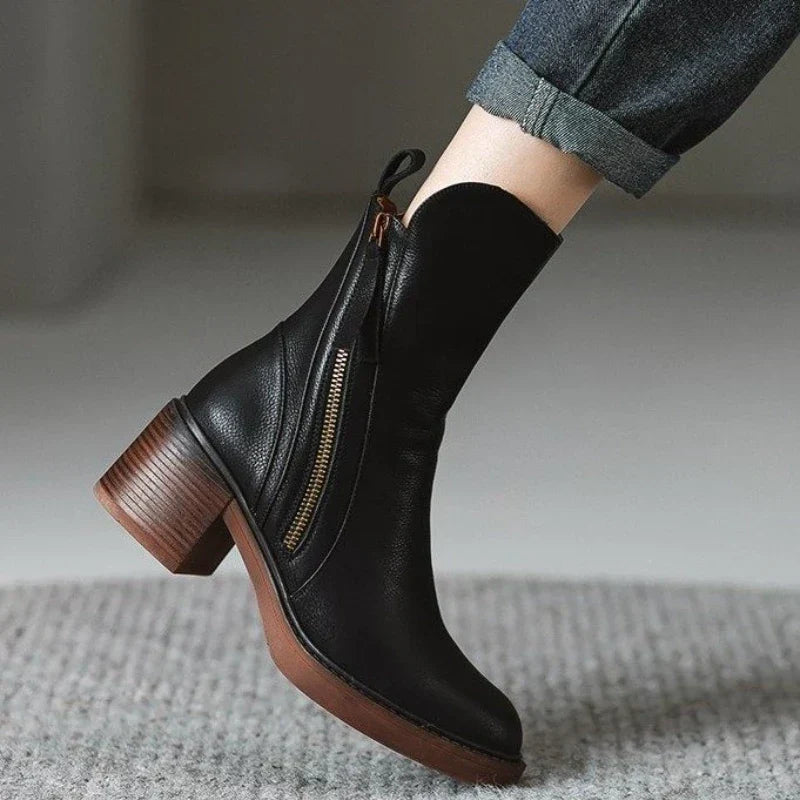 Women's Ankle Boots Block Heel Tassel Zip Stylish Everyday Footwear