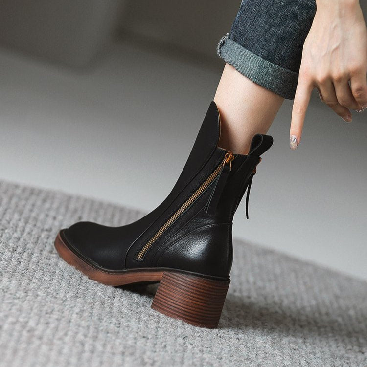 Women's Ankle Boots Block Heel Tassel Zip Stylish Everyday Footwear