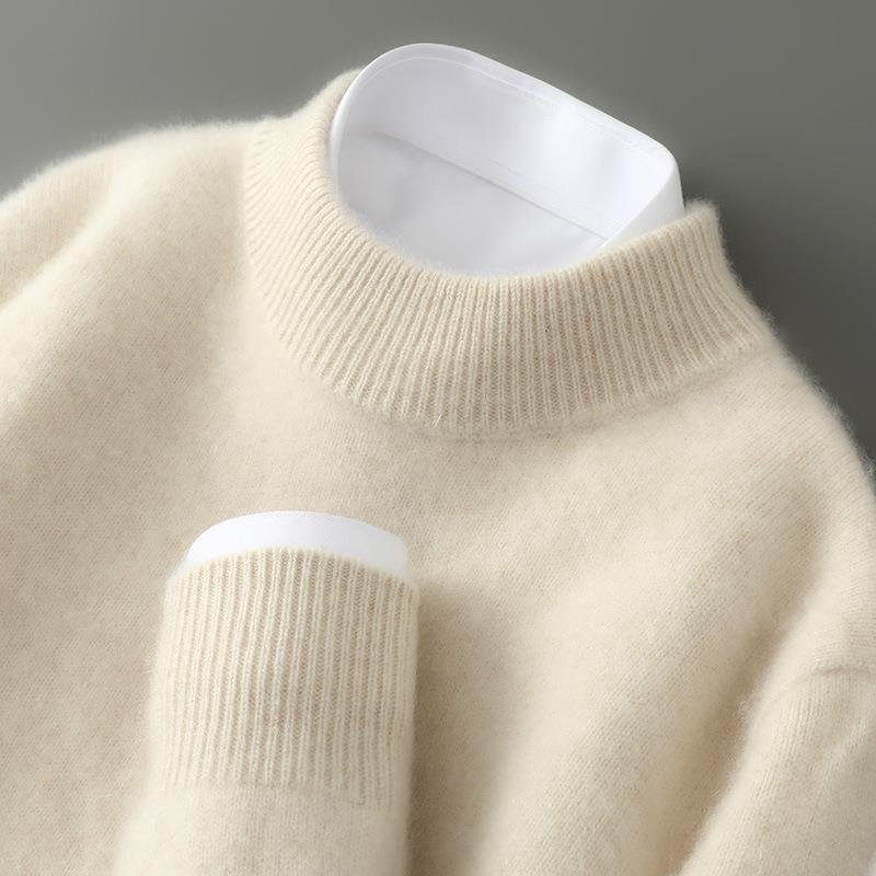 Men's Classic Cashmere Sweater Relaxed Fit Long Sleeve Crew Neck Layering