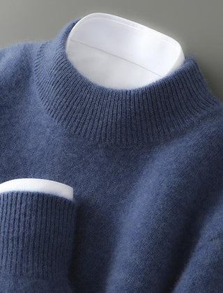 Men's Classic Cashmere Sweater Relaxed Fit Long Sleeve Crew Neck Layering