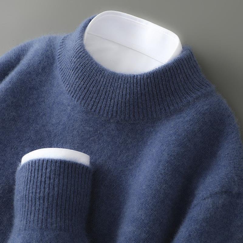 Men's Classic Cashmere Sweater Relaxed Fit Long Sleeve Crew Neck Layering