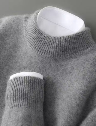 Men's Classic Cashmere Sweater Relaxed Fit Long Sleeve Crew Neck Layering