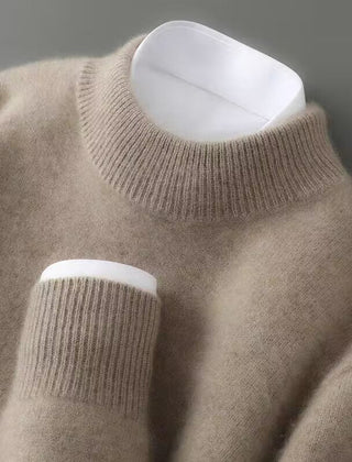 Men's Classic Cashmere Sweater Relaxed Fit Long Sleeve Crew Neck Layering