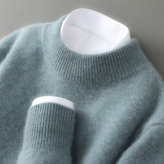 Men's Classic Cashmere Sweater Relaxed Fit Long Sleeve Crew Neck Layering