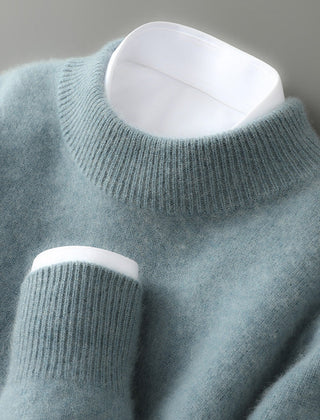 Men's Classic Cashmere Sweater Relaxed Fit Long Sleeve Crew Neck Layering