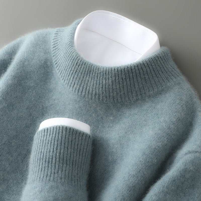 Men's Classic Cashmere Sweater Relaxed Fit Long Sleeve Crew Neck Layering