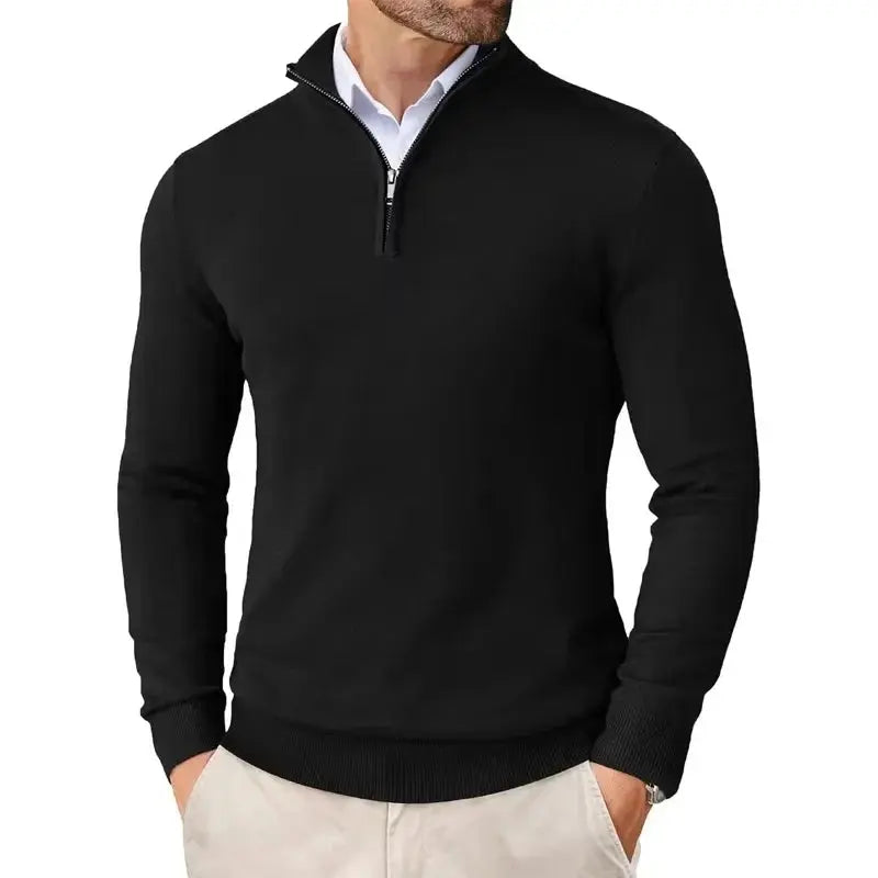 Men's Casual Half-Zip Sweater Relaxed Fit Long Sleeve Classic Everyday
