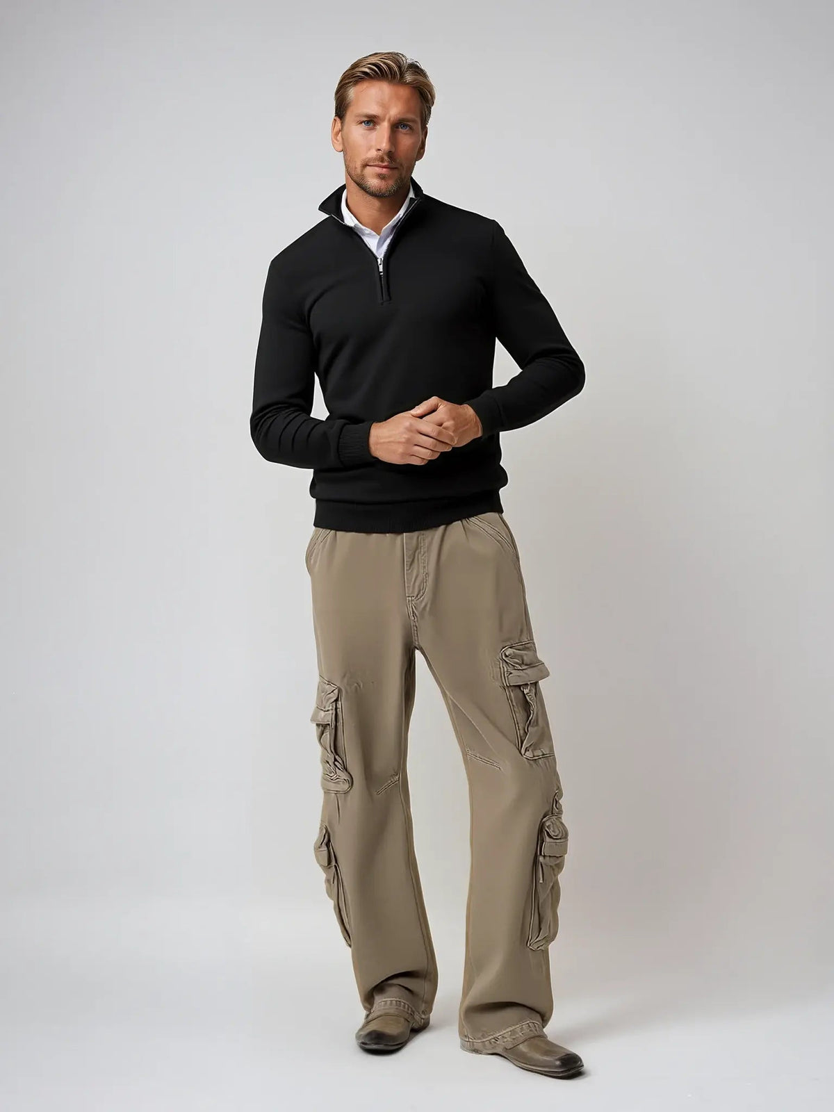Men's Casual Half-Zip Sweater Relaxed Fit Long Sleeve Classic Everyday