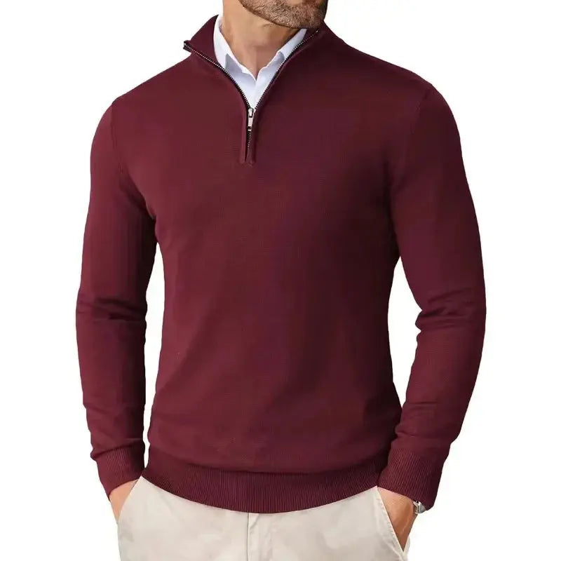 Men's Casual Half-Zip Sweater Relaxed Fit Long Sleeve Classic Everyday