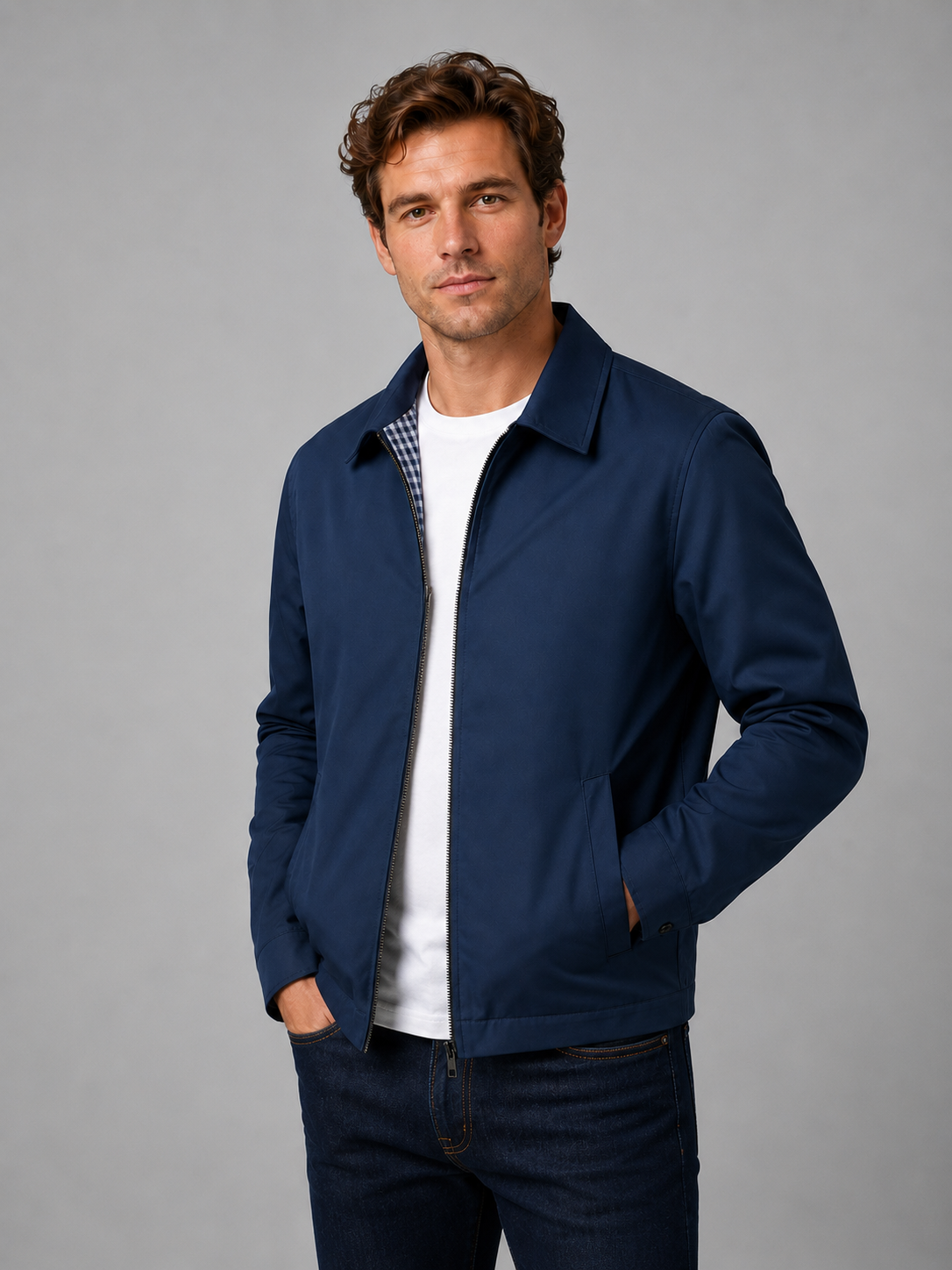 Men's Casual Zip Jacket Smart-Casual British Style Everyday Wear