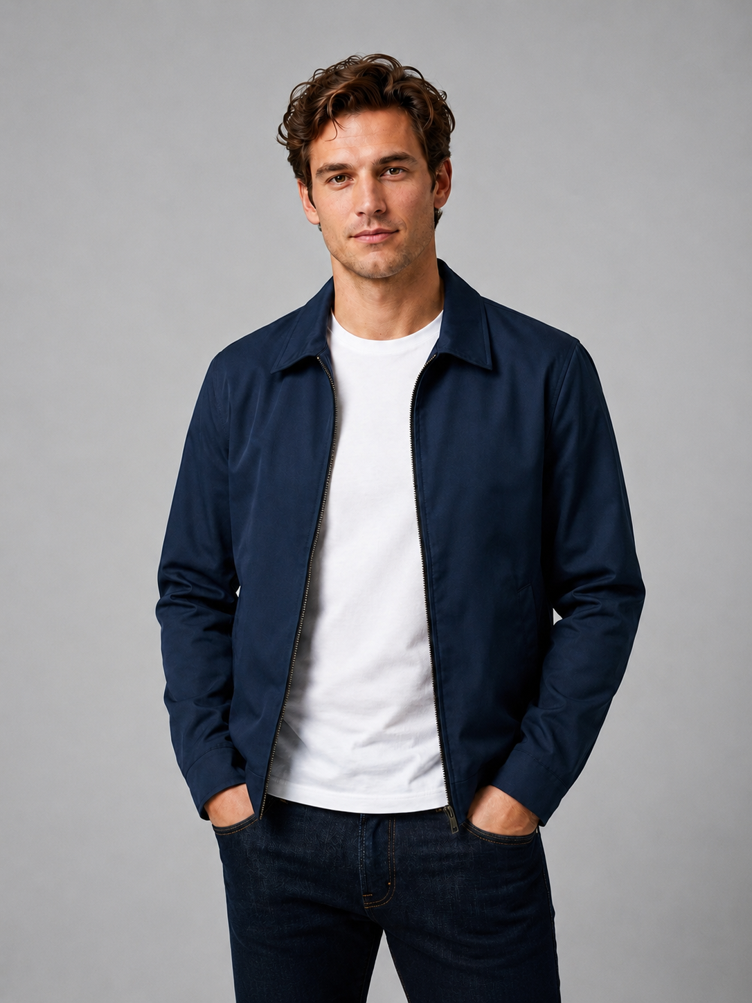 Men's Casual Zip Jacket Smart-Casual British Style Everyday Wear