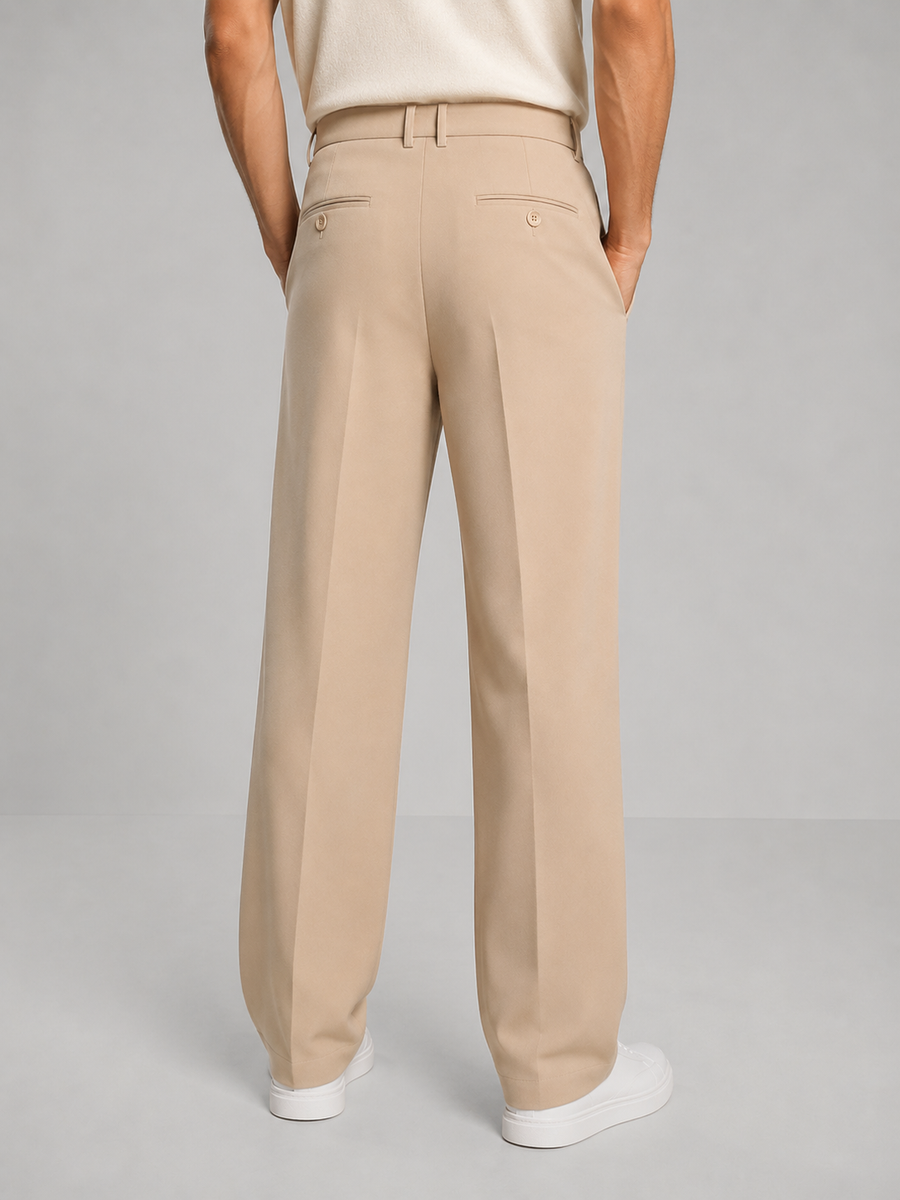 Men's Tailored Straight Leg Pants Smart Casual Fit Versatile Everyday Wear