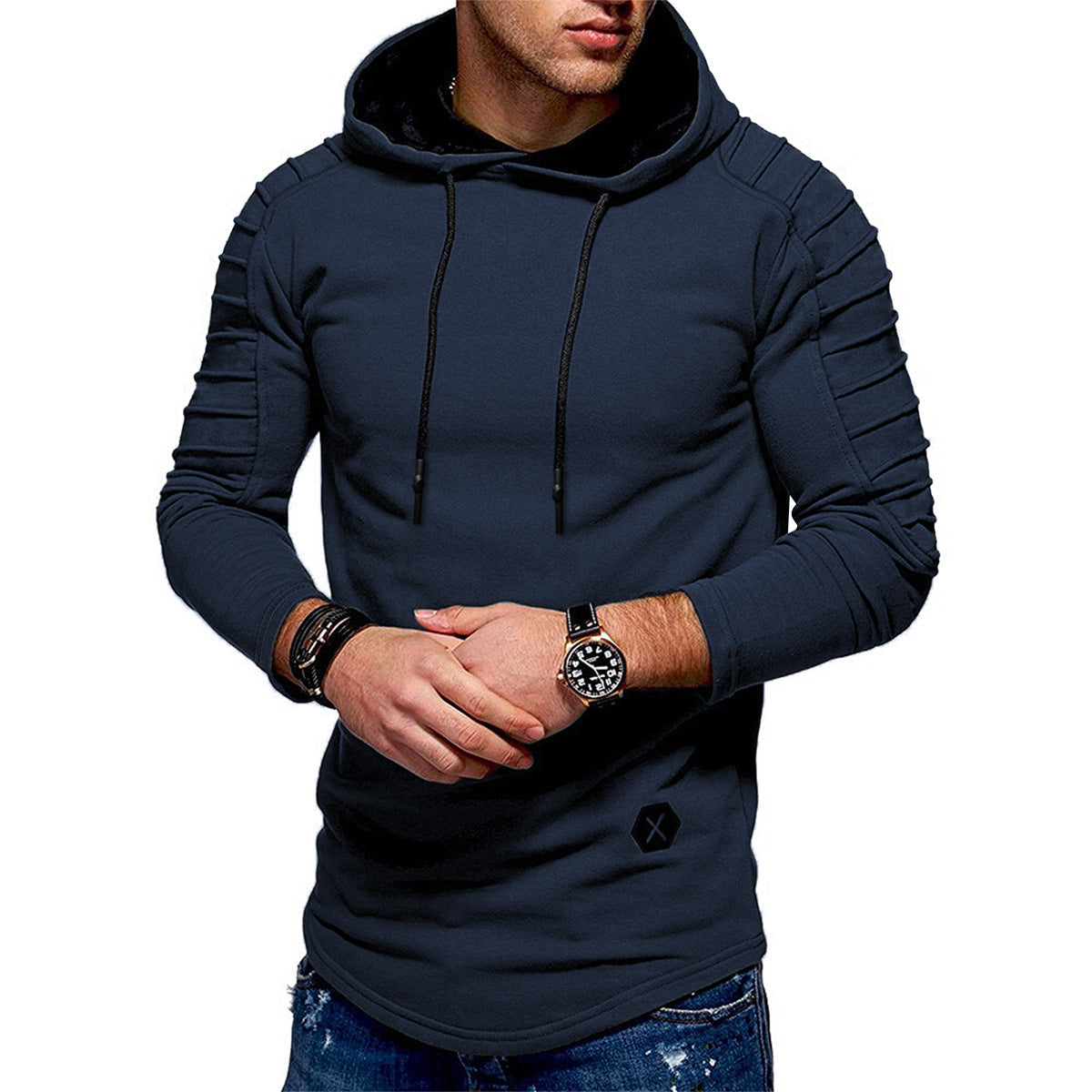 Men's Longline Hoodie Casual Drawstring Long Sleeves Everyday Layering