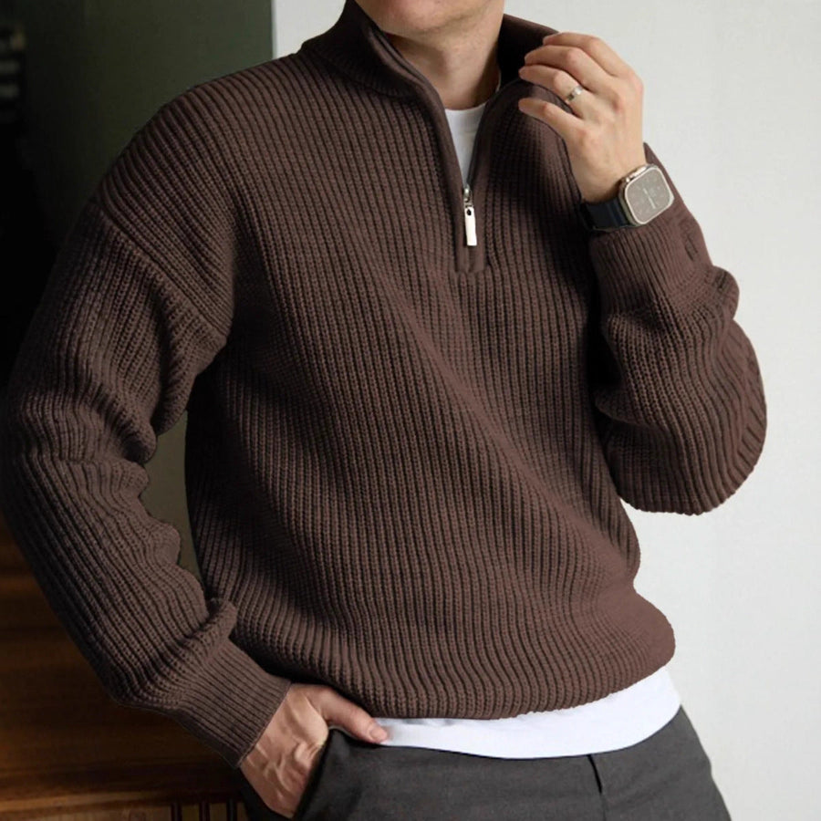 Men's Quarter Zip Pullover Casual Fit Long Sleeve Versatile Everyday