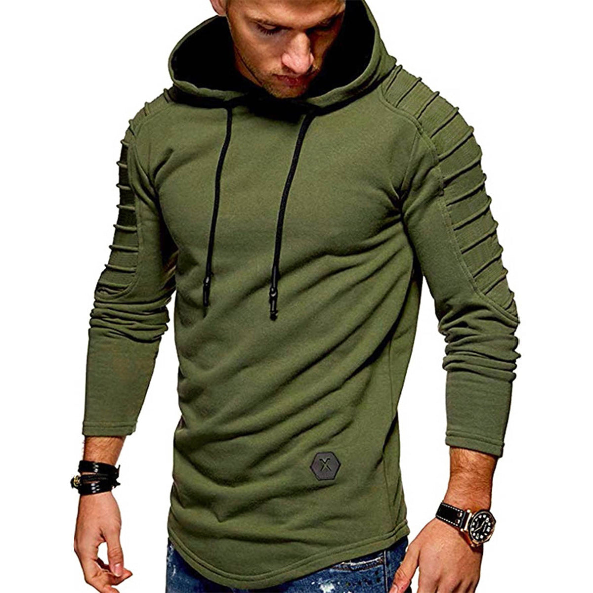 Men's Longline Hoodie Casual Drawstring Long Sleeves Everyday Layering