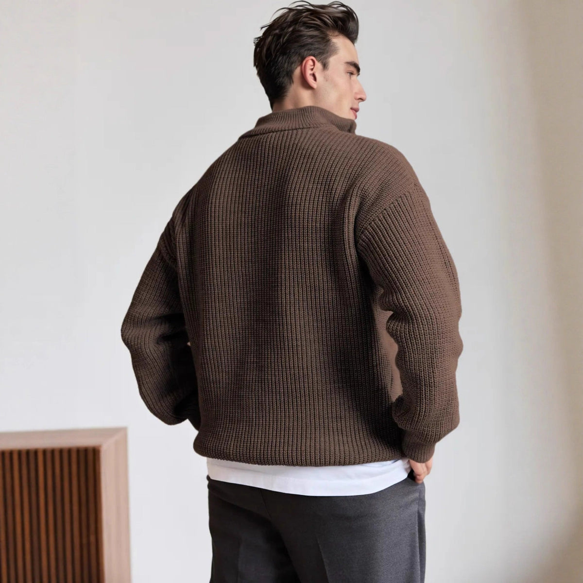 Men's Quarter Zip Pullover Casual Fit Long Sleeve Versatile Everyday