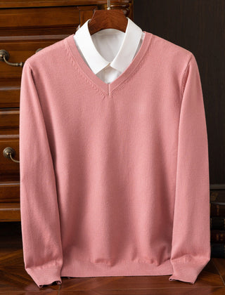 Men's V-Neck Sweater Relaxed Fit Long Sleeve Casual Everyday Layering
