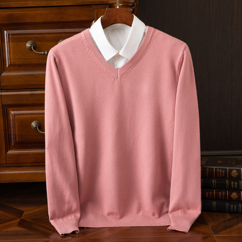 Men's V-Neck Sweater Relaxed Fit Long Sleeve Casual Everyday Layering