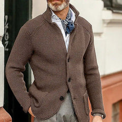 Men's Fine-Knit Cardigan Long Sleeve Button Closure Casual Layering