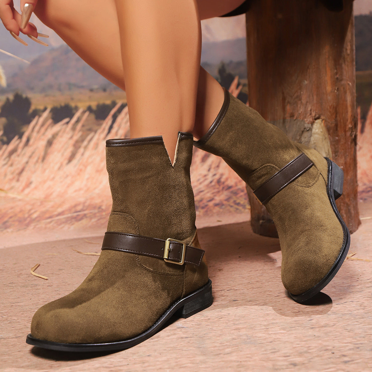 Women's Retro Ankle Boots Buckle Strap Stylish Casual Everyday Wear